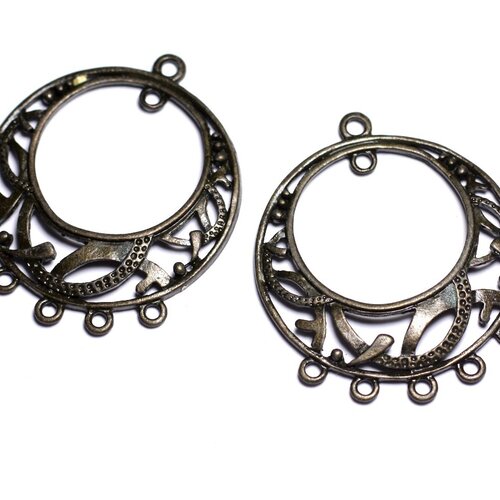 4pc - apprêts connecteurs métal bronze qualité cercles créoles arabesques 40mm - 8741140003699
