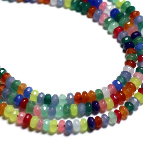 30pc - perles de pierre - jade rondelles facettées 4x2mm multicolore - 8741140001022