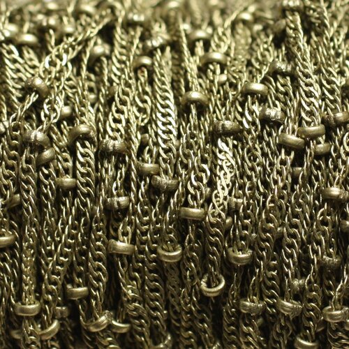 Bobine 100 mètres environ - appret chaine mailles ovales et perles métal marron bronze 2mm