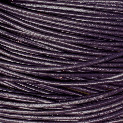 Echeveau 90 mètres - fil cordon cuir véritable 2mm bleu violet indigo - 8741140011267