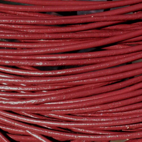 Echeveau 90 mètres - fil cordon cuir véritable 2mm rouge bordeaux - 8741140011250