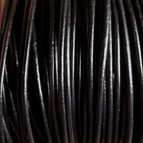 Echeveau 90 mètres - fil cordon cuir véritable noir 2mm - 8741140011243