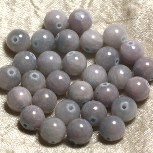 10pc - perles de pierre - jade boules 10mm bleu gris rose pastel - 4558550000620