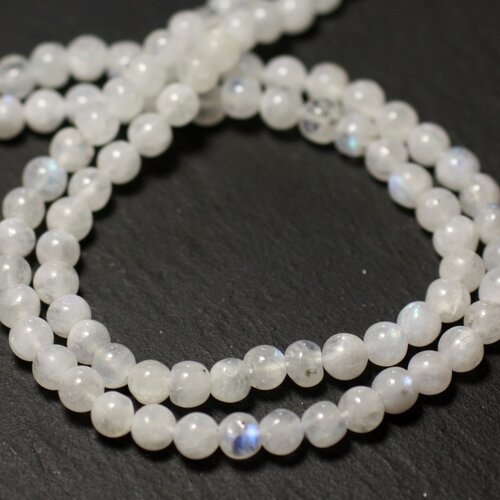 20pc - perles pierre de lune blanche arc en ciel boules 3-4mm - 8741140011519