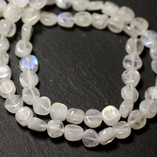 10pc - perles de pierre - pierre de lune blanche arc en ciel palets 5-6mm - 8741140011885