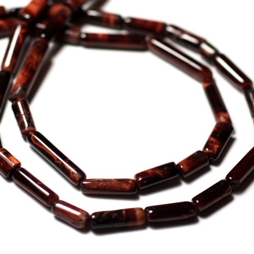 10pc - perles de pierre - oeil de taureau - tigre rouge tubes 5-14mm - 8741140012295