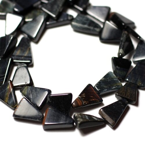 10pc - perles de pierre - oeil de faucon tigre bleu noir triangles 8-12mm - 8741140012219