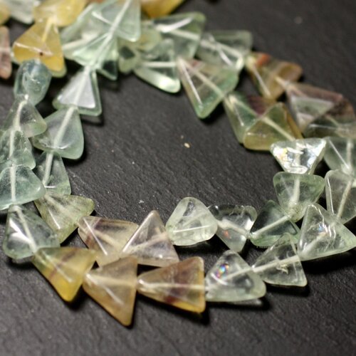 10pc - perles de pierre - fluorite multicolore triangles 6-10mm - 8741140012189