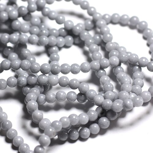 30pc - perles de pierre - jade boules 4mm gris clair perle -  8741140001053
