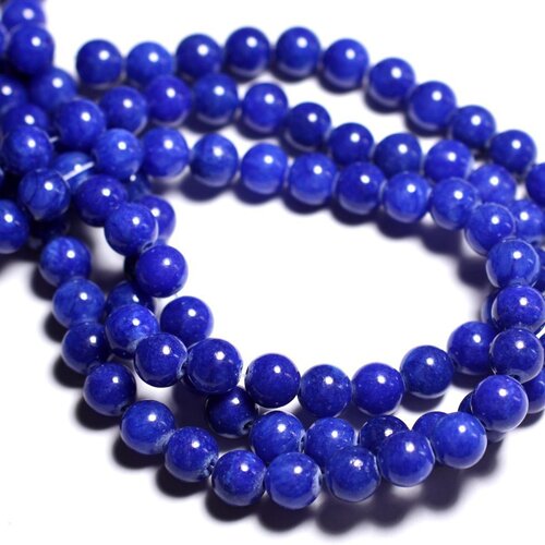 10pc - perles de pierre - jade boules 8mm bleu roi - 8741140001138