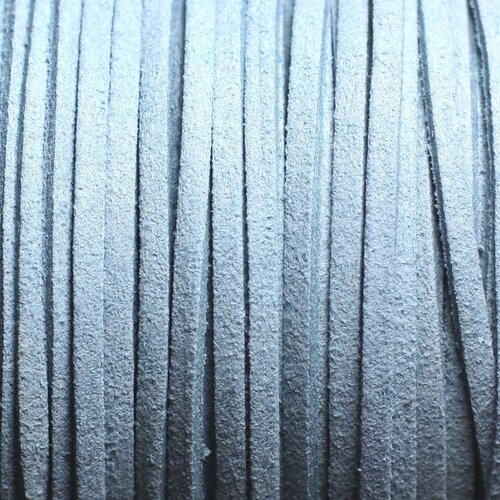 5 metres - cordon laniere suedine daim 3mm bleu gris horizon - 4558550094513