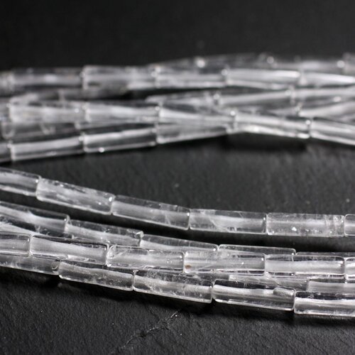 4pc - perles de pierre - cristal de roche quartz tubes 13x4mm - 4558550095466