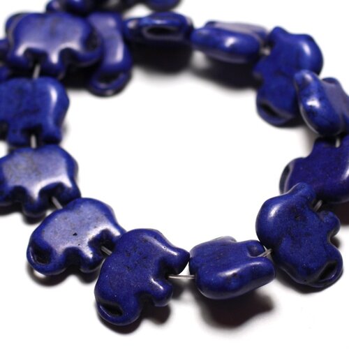 10pc - perles turquoise synthèse reconstituée elephant 19mm bleu nuit - 8741140009295