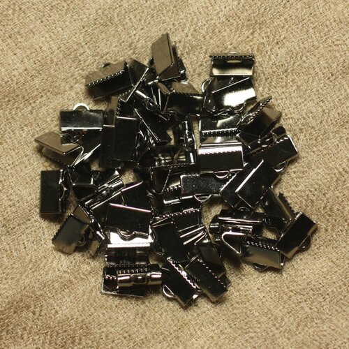 100pc - embouts cuir et tissus métal noir sans nickel - 4558550021106