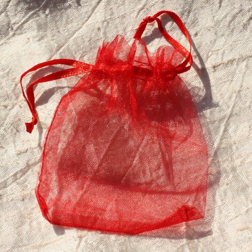 100pc - sacs pochettes cadeaux bijoux tissu organza rouge 10x8cm   4558550016560
