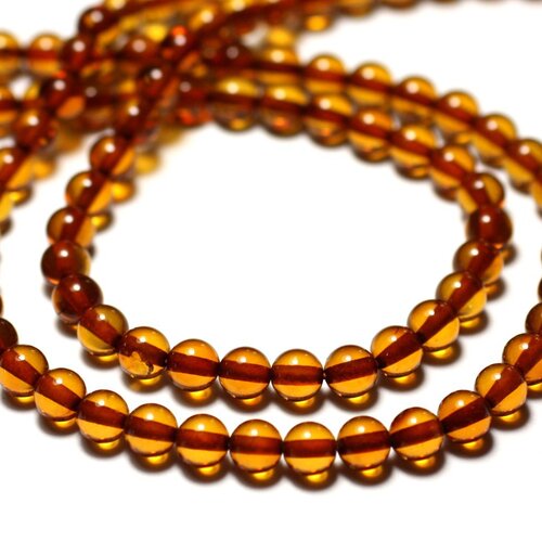 2pc - perles pierre ambre naturelle baltique boules 5mm orange cognac - 8741140014091