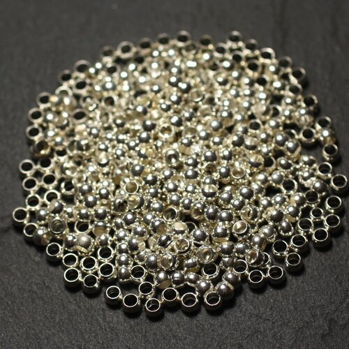 500pc environ - apprêts perles à écraser métal argenté 3mm - 8741140010703