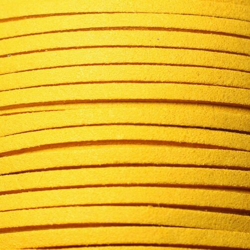 5 metres - corde cordon laniere suedine daim 3mm jaune or