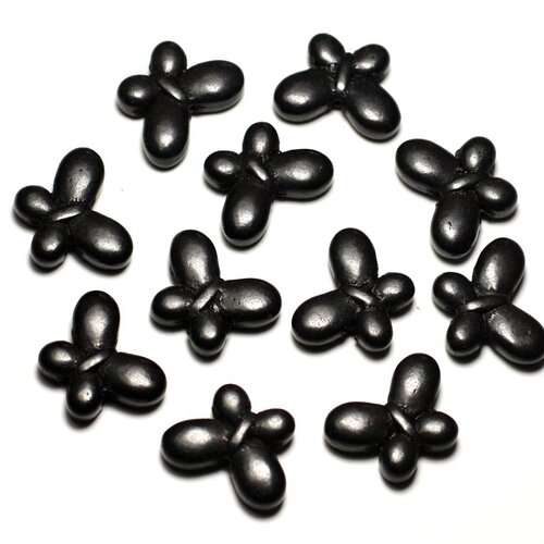 10pc - perles de pierre turquoise synthèse papillons 20mm noir - 8741140014350