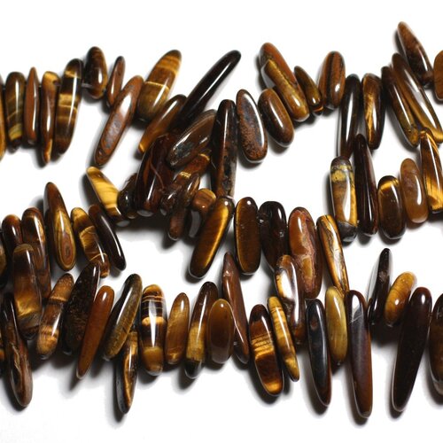 20pc - perles de pierre - oeil de tigre rocailles chips batonnets 8-20mm - 4558550036315