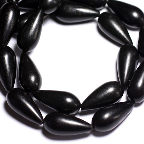 4pc - perles de pierre - turquoise synthèse reconstituée gouttes 25mm noir - 8741140005327