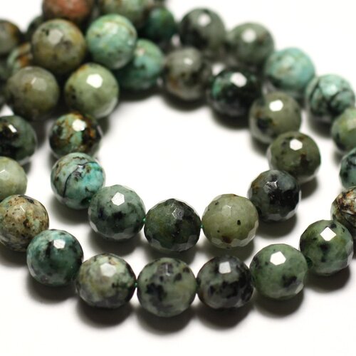 6pc - perles de pierre - turquoise afrique naturelle boules facettées 8mm - 8741140014510