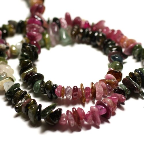 30pc - perles de pierre - tourmaline multicolore rocailles chips 4-10mm - 8741140014534