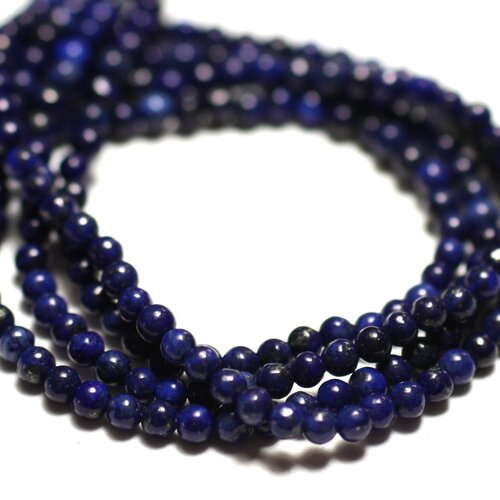 30pc - perles pierre - lapis lazuli boules 2mm bleu nuit doré - 8741140014435