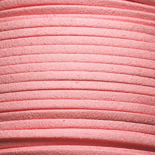5 metres - corde cordon laniere suedine daim 3mm rose corail peche pastel - 4558550004772