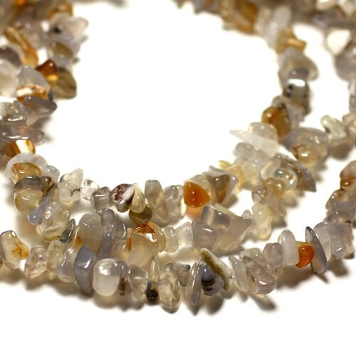 150pc env- perles de pierre - agate grise naturelle rocailles chips 4-10mm - 8741140014381
