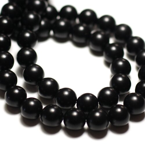 20pc - perles pierre - onyx noir boules 6mm mat sablé givré ciré - 8741140014770