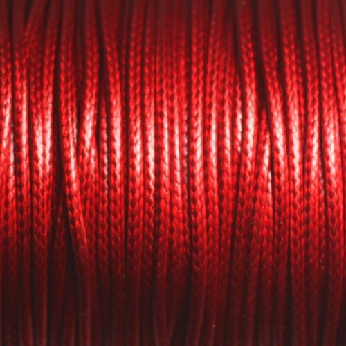 5 mètres - cordon coton ciré enduit 1.5mm rouge vif brillant - 8741140014893