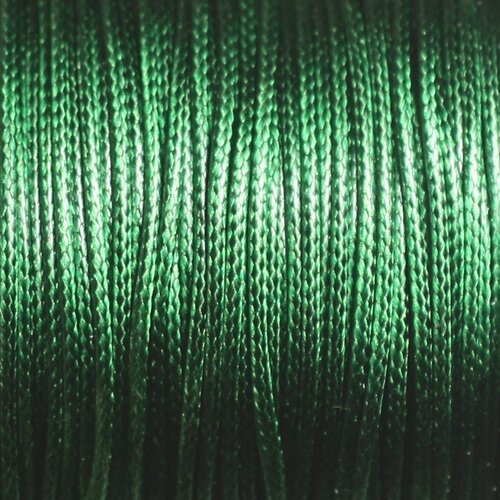 5 mètres - fil corde cordon coton ciré 1mm vert empire emeraude - 8741140014824