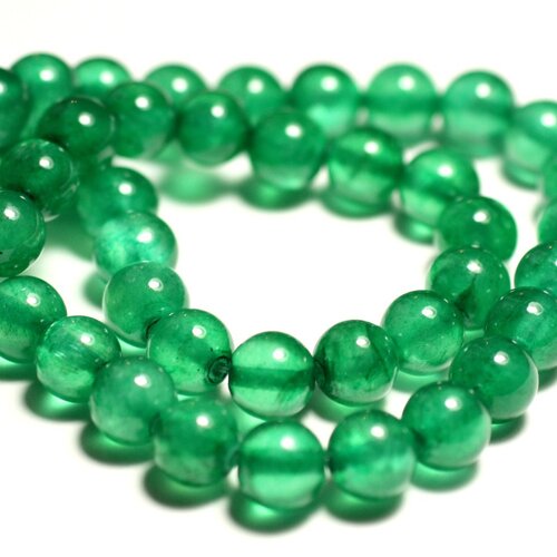 10pc - perles de pierre - jade boules 8mm vert emeraude empire - 8741140016163