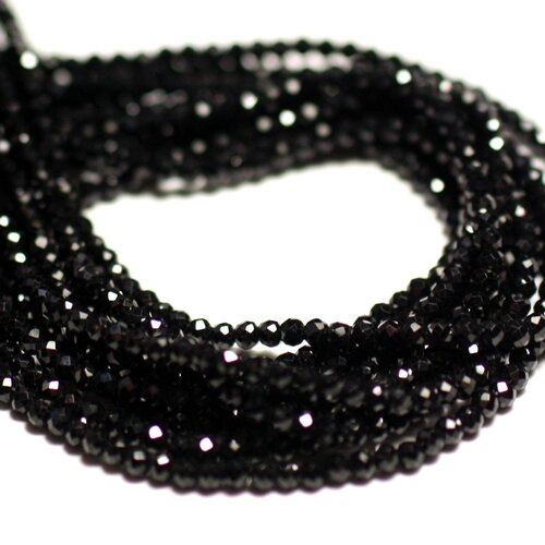 40pc - perles de pierre - spinelle noir boules facettées 1.5-2mm - 8741140015968