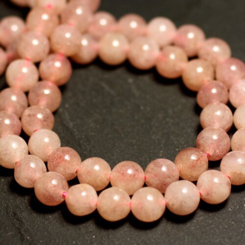 10pc - perles de pierre - quartz hématite hématoide rose boules 6mm - 8741140015951