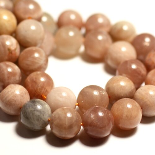 5pc - perles pierre de soleil boules 10mm blanc gris rose orange irisé - 8741140015937