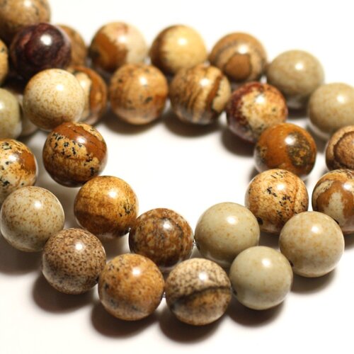 20pc - perles de pierre - jaspe paysage beige boules 6mm -  8741140015715