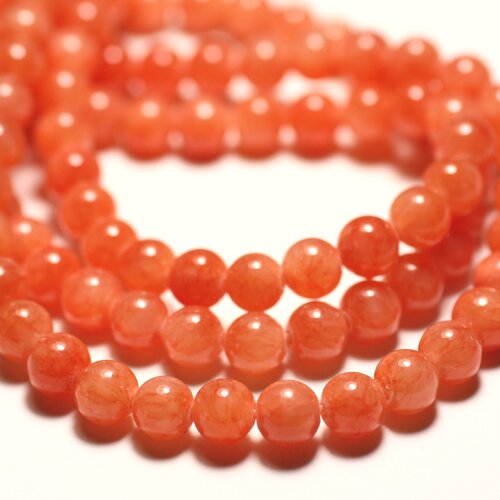 20pc - perles de pierre - jade boules 6mm orange mandarine - 8741140016743