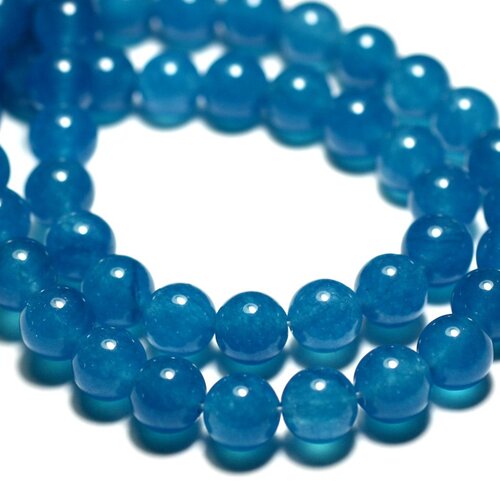 10pc - perles de pierre - jade boules 8mm bleu azur - 8741140016675