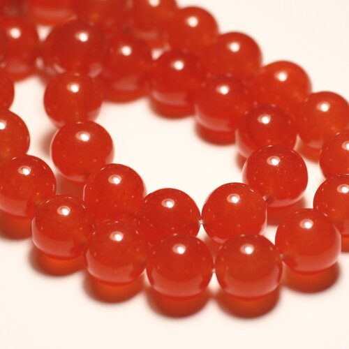 8pc - perles de pierre - jade boules 12mm orange - 8741140016699
