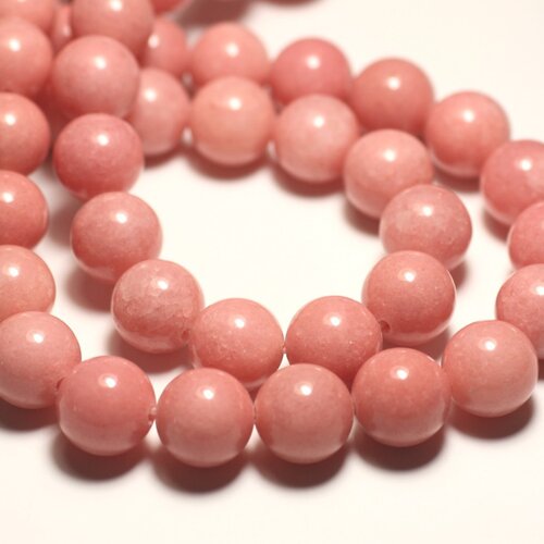 8pc - perles de pierre - jade boules 12mm rose corail pêche - 8741140016682