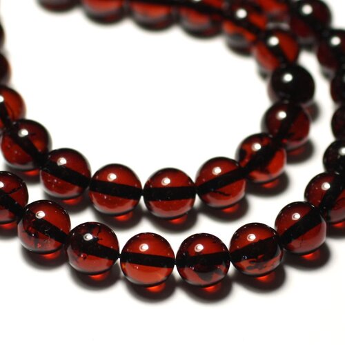 1pc - perle pierre ambre naturelle baltique boule 8mm rouge cerise noir - 8741140018747