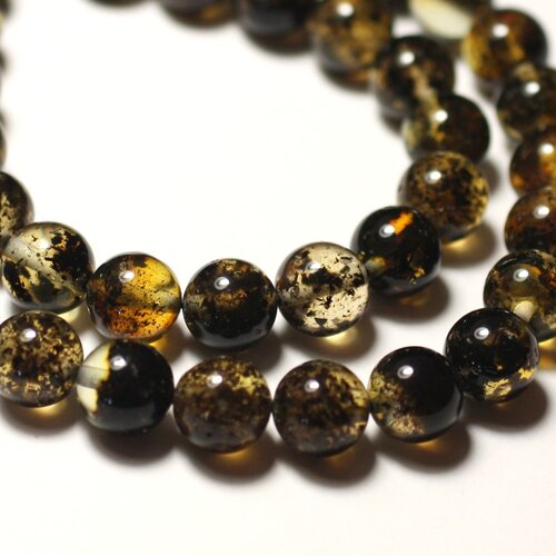 1pc - perle pierre ambre naturelle baltique boule 8mm jaune miel vert noir - 8741140018730