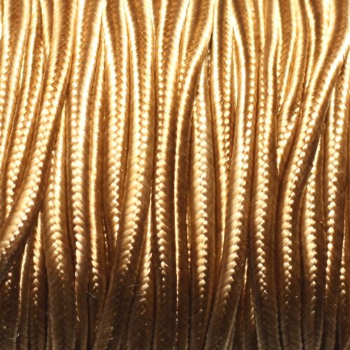 5 mètres - fil cordon lanière tissu soutache satin 2.5mm beige doré caramel - 8741140018884