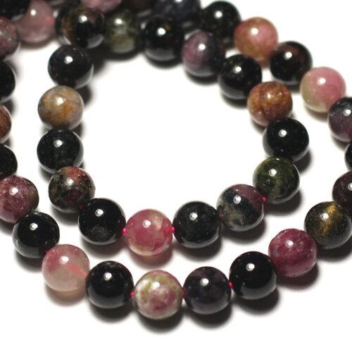 5pc - perles de pierre - tourmaline multicolore boules 8mm - 8741140019898