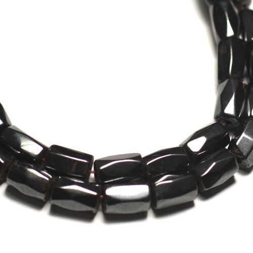 10pc - perles pierre - hématite tubes facettés 8x5mm magnétique aimant métal gris noir