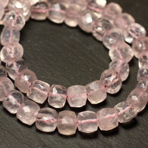1pc - perle de pierre - quartz rose cube facetté 5-8mm - 8741140020221