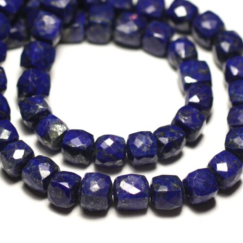 1pc - perle de pierre - lapis lazuli cube facetté 5-6mm - 8741140020184