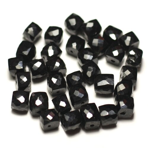 1pc - perle de pierre - spinelle noir cube facetté 4-5mm - 8741140020238